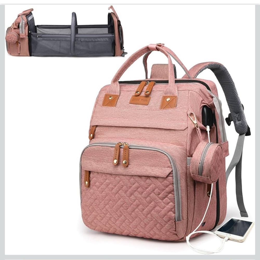 New Pink diaper Bag with Changing Station